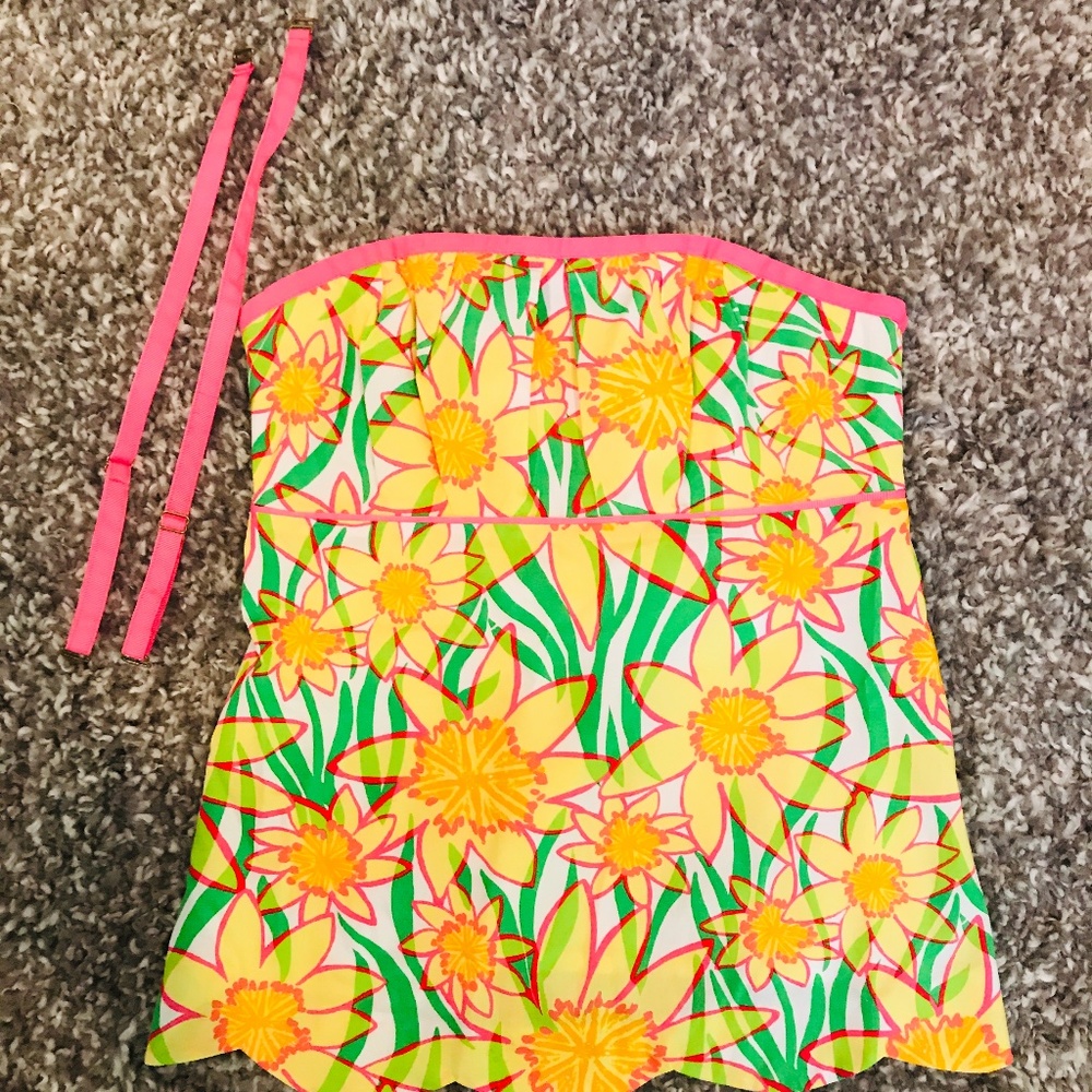 Lilly Pulitzer Pink Yellow Green Floral Tank - Picture 3 of 4